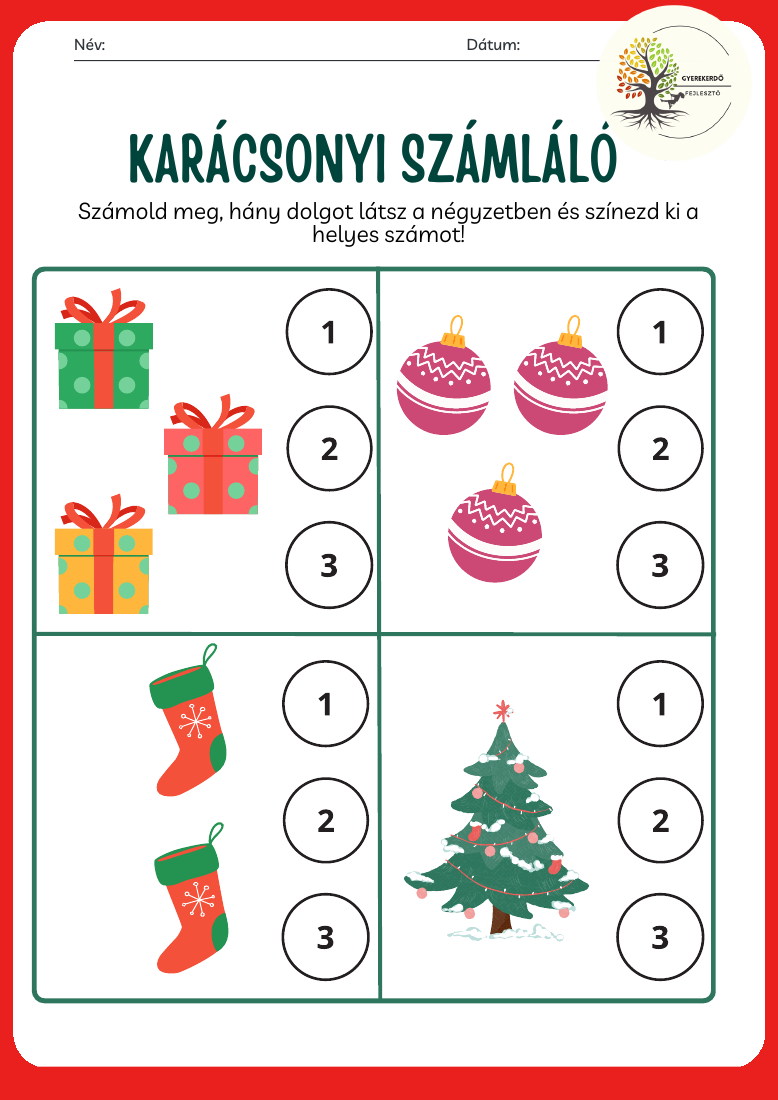 Karácsonyi számláló egytől háromig